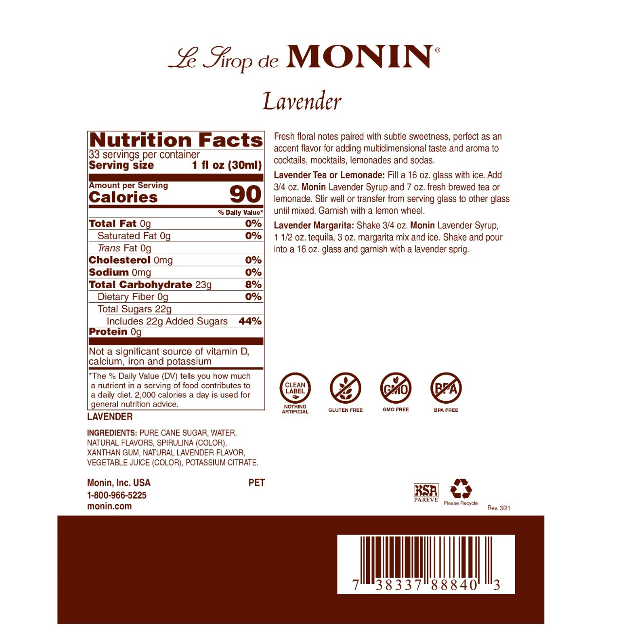 Monin Lavender Syrup - Image 2