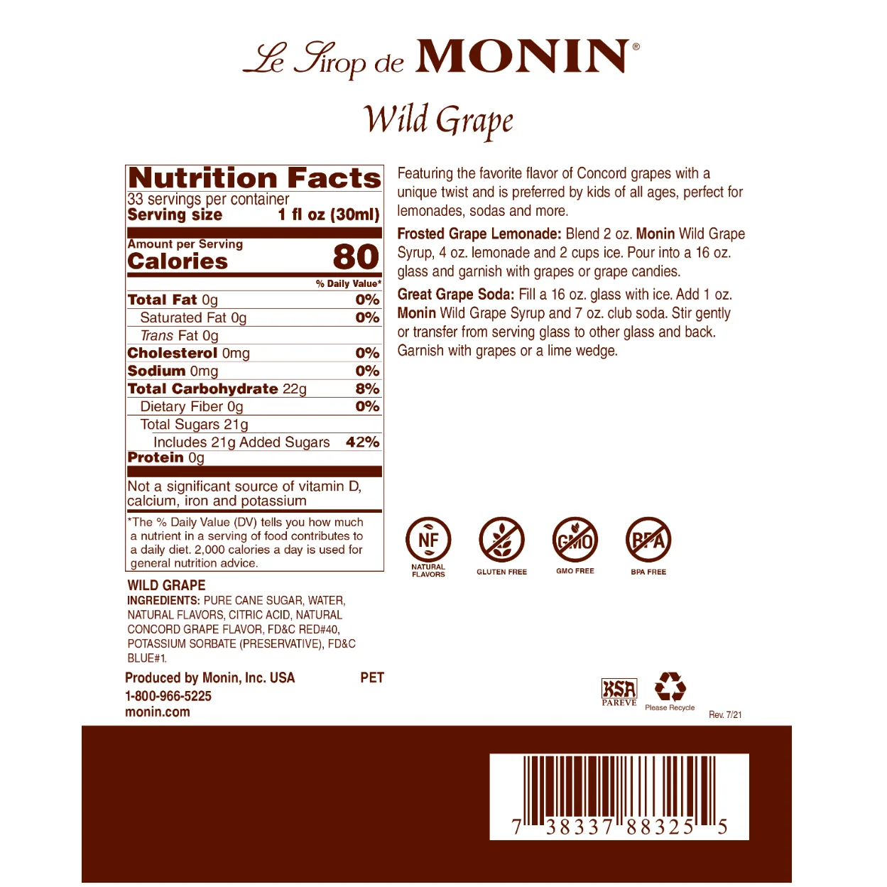 Monin Wild Grape Syrup - Image 2