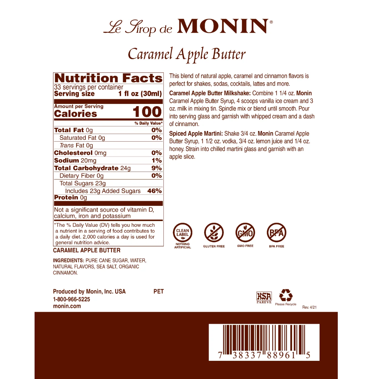 Monin Caramel Apple Butter Syrup - Image 2