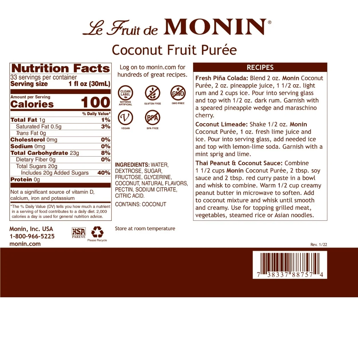 Monin Coconut Puree - Image 2