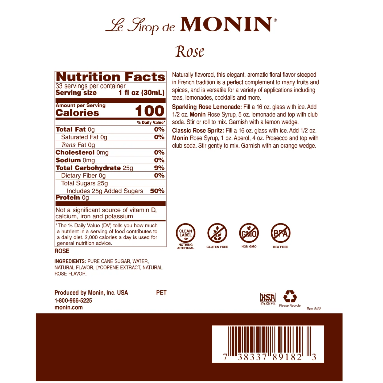 Monin Rose Syrup - Image 2