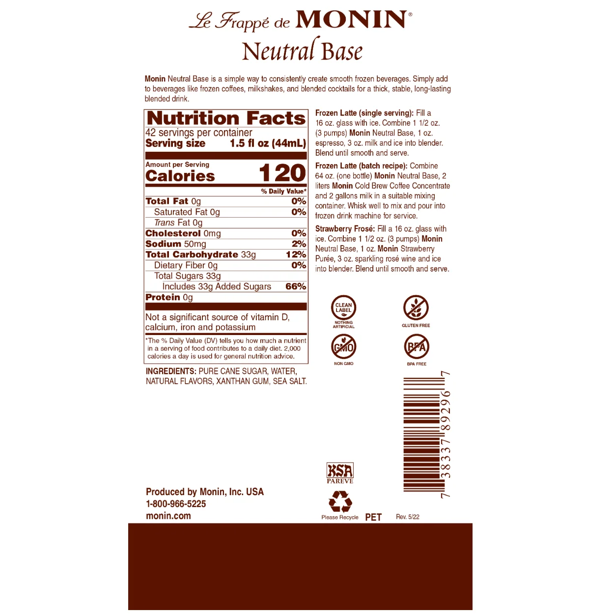 Monin Neutral Beverage Base (Dairy Free) - Image 2