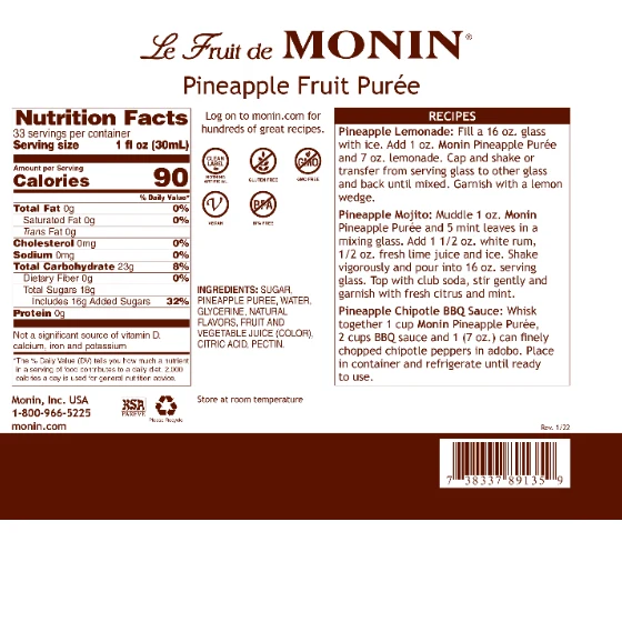 Monin Pineapple Puree - Image 2