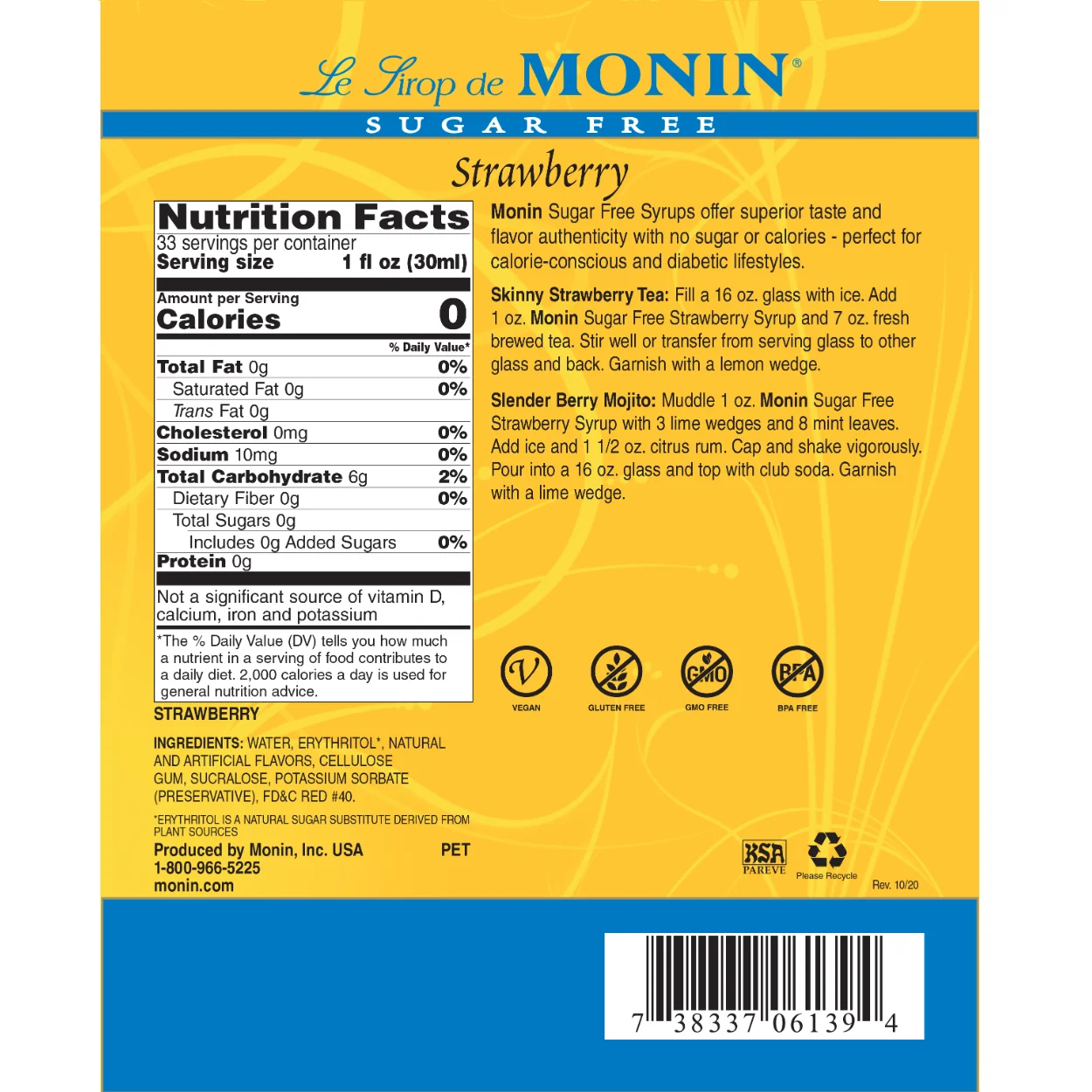 Monin Sugar Free Strawberry Syrup - Image 2