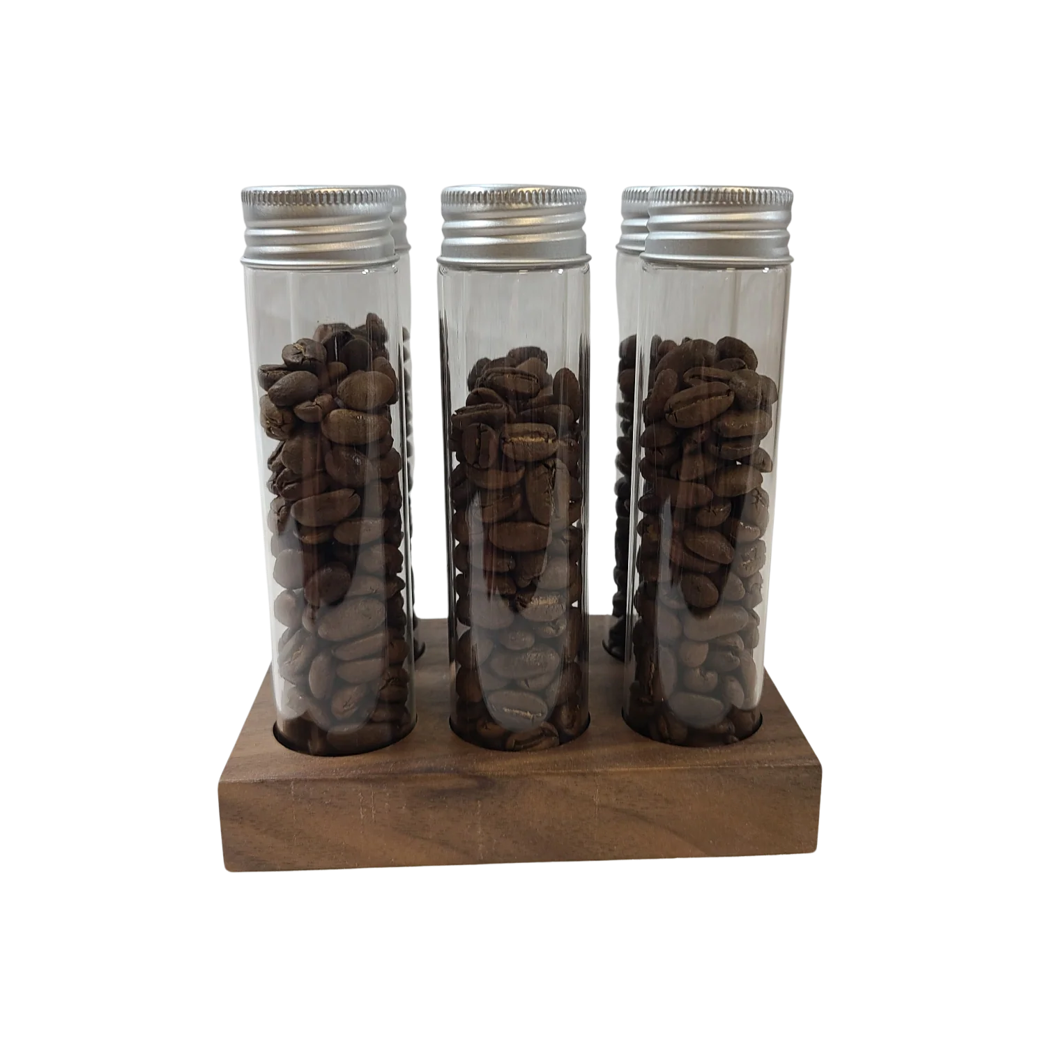 Coffee Sensor Bean Cellar With Walnut Stand And Glass Tubes With One Way Valve Caps - Image 2