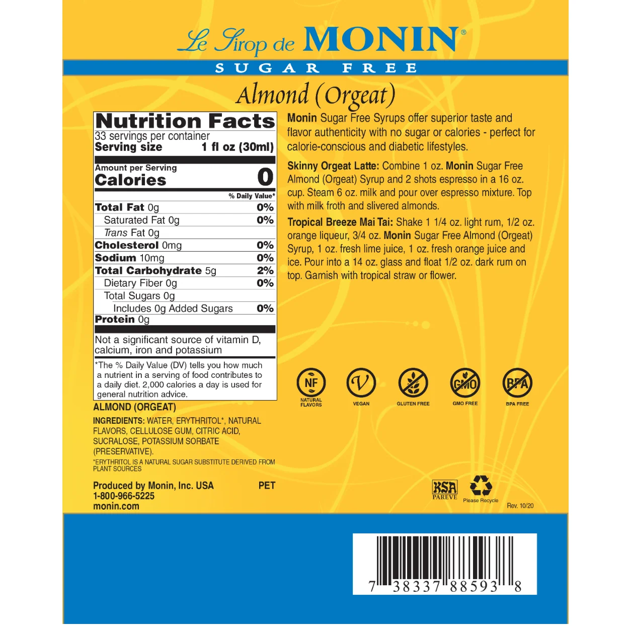Monin Almond Sugar Free Syrup - Image 2